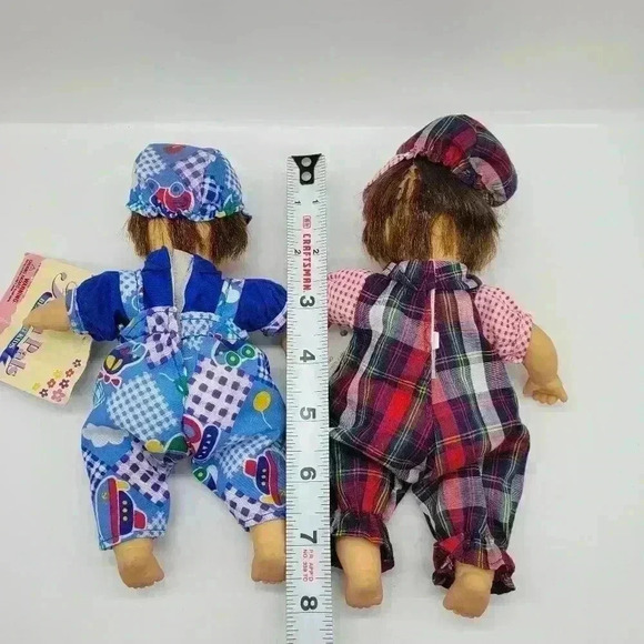 Vintage Lot of Two Palm Pals Bean Bag Kid Boy and Girl Pink Blue Outfit With Tag - Picture 9 of 14